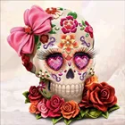 Алмазная мозаика 5D с изображением черепа и цветов