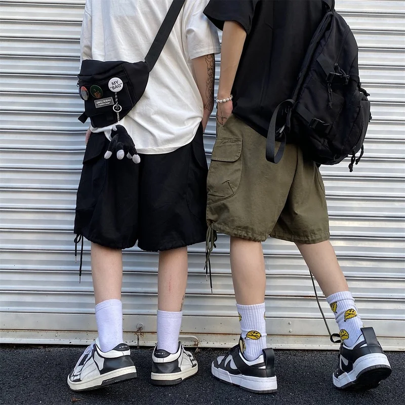 

Harajpoo Women Shorts Casual Five-point Summer Korean INS Harajuku Style Street Drawstring Design Lovers Loose Overalls Pants