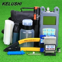 kelushi 19pcsset ftth tool kit with fc 6s fiber cleaver and optical power meter 10mw visual fault locator fiber optic stripper