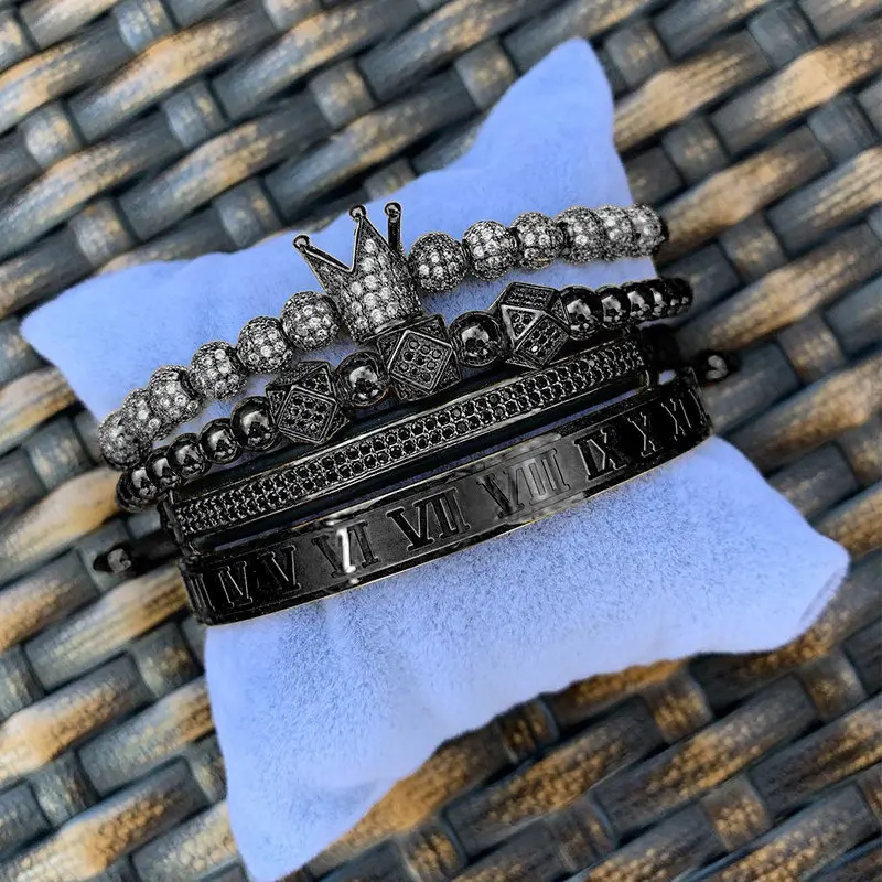 4pcs Black Новая одежда для маленькой девочки 2 шт./компл. Роскошный натуральный камень тигровый глаз браслет дамы и нежный Для мужчин ювелирные изделия Цепочки и ожерелья браслета подарок Для мужчин часы-браслет - Окраска металла: 4pcs Black