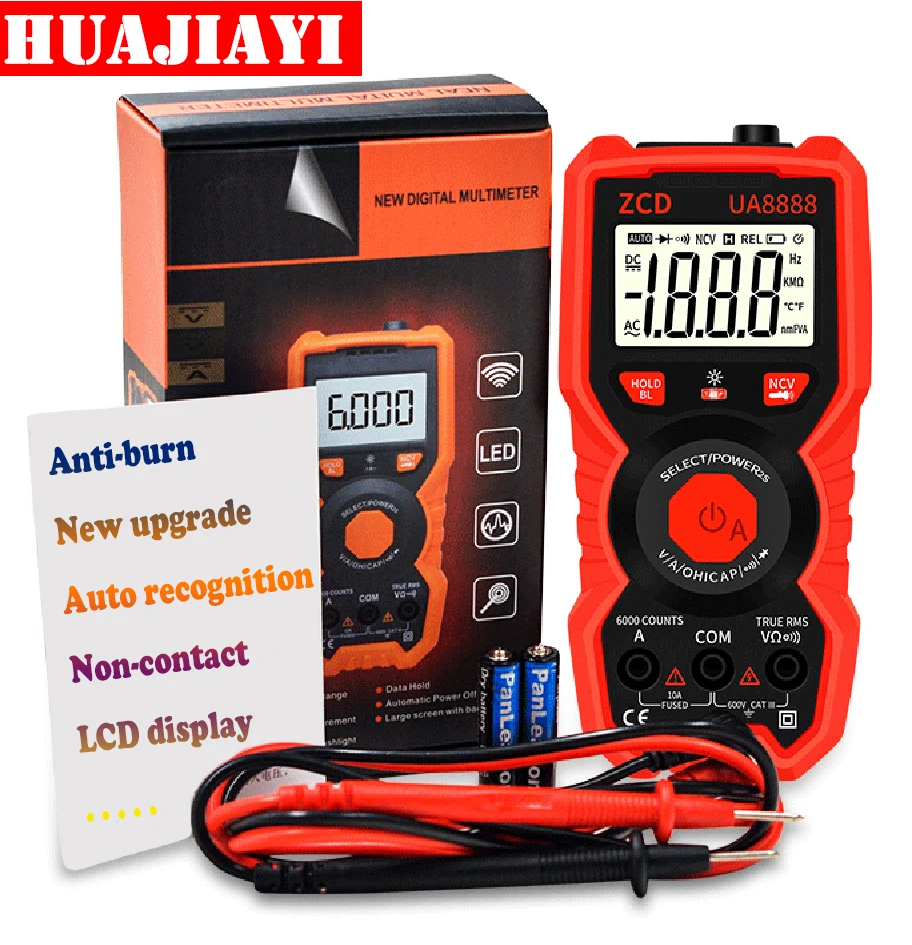UA 8888 NCV автоматический интеллектуальный ЖК цифровой мультиметр Подсветка тастер