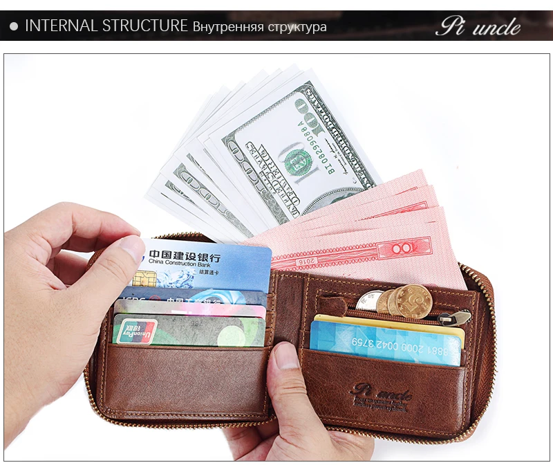 PIUNCLE из брендовой натуральной кожи; Для мужчин кошелек сумка RFID короткие портмоне маленький Винтаж кошельки Высокое качество отделение для монет тонкий бумажник