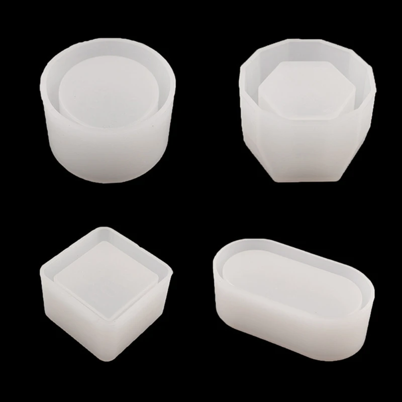 

4 Pcs/Set Crystal Epoxy Resin Mold Storage Box Holder Case Casting Silicone Mould DIY Crafts Jewelry Container Tool B36D