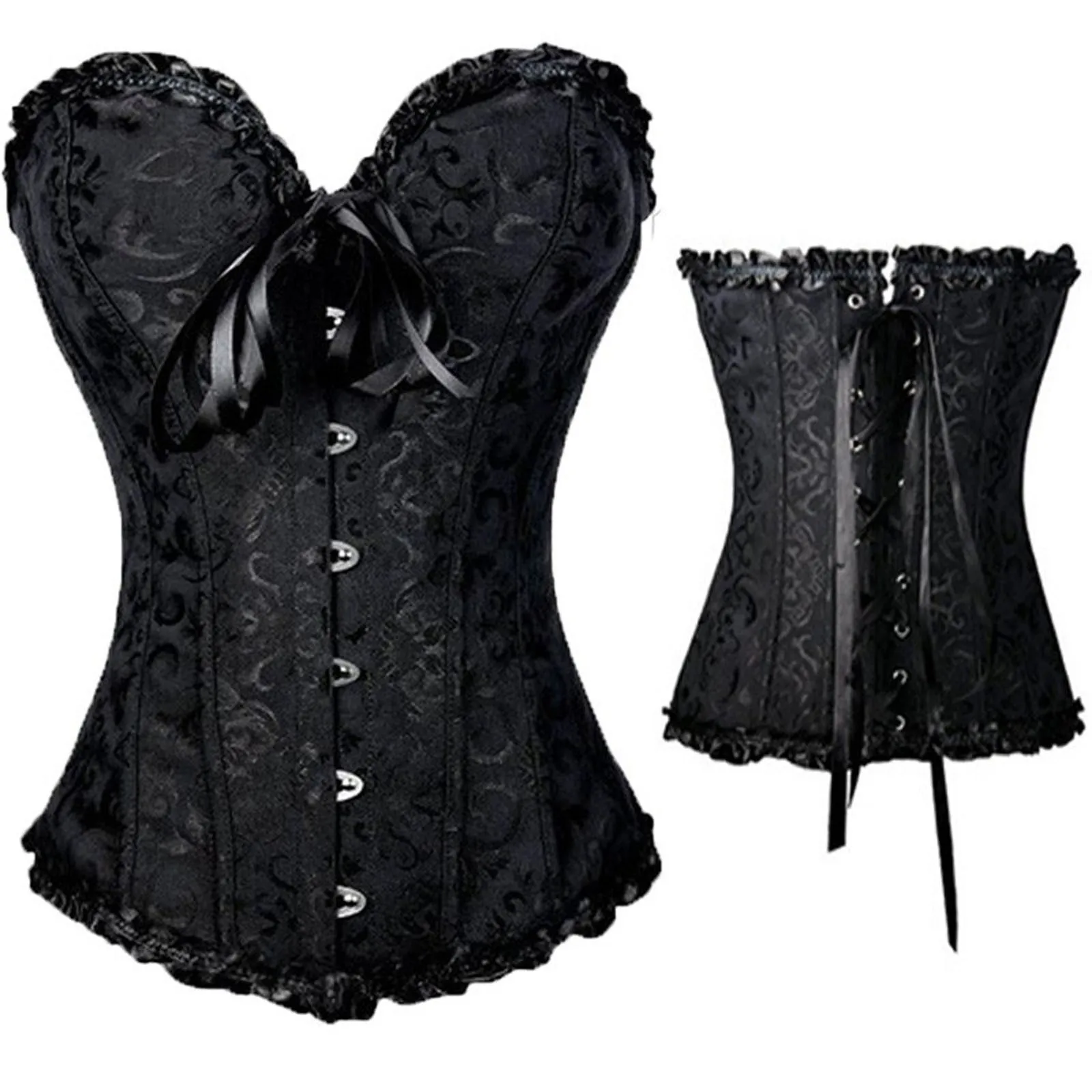 

corsets and bustiers tops sexy women brocade corset zip vintage style corselet overbust ladies Plus