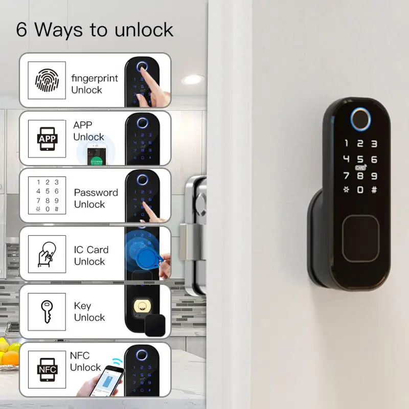 

Tuya smart fingerprint lock Smart Home Waterproof Lock Digital Door Loc With 12 Digits Touching Keypad Smart Life App Smart Lock