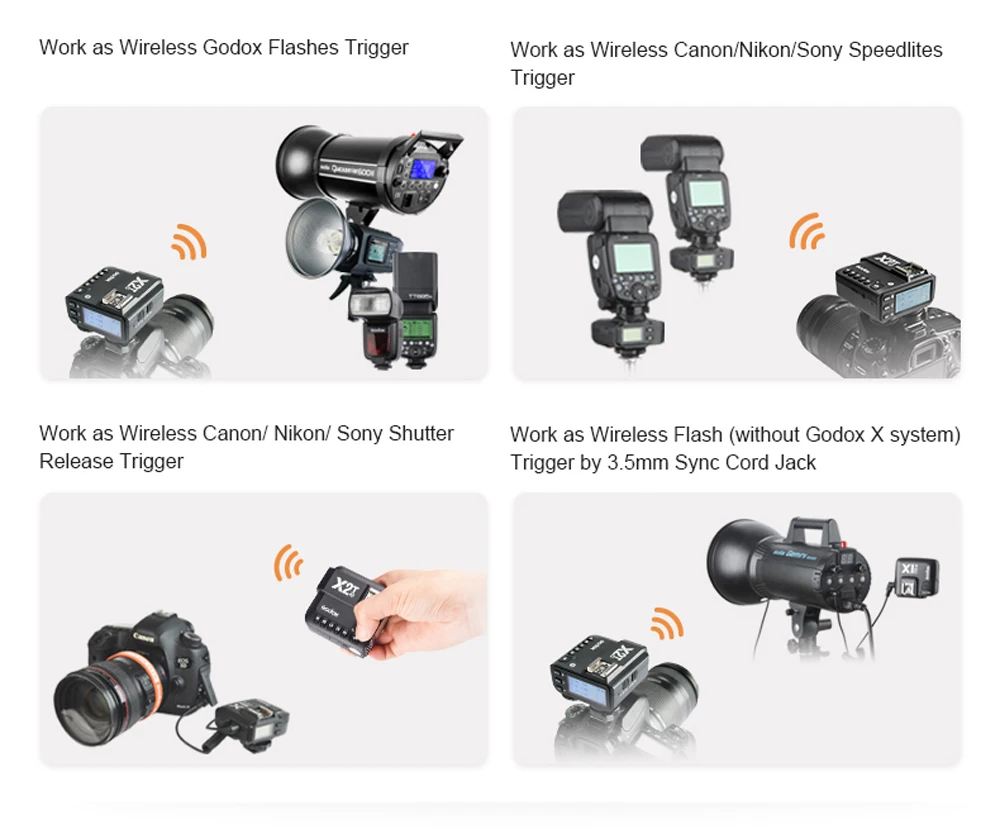 Godox X2T 2,4G ttl Беспроводной триггер для вспышки HSS 1/8000 передатчик X2T-C X2T-N X2T-S X2T-F X2T-O для цифровой зеркальной камеры Canon Nikon sony фужи Олимпус