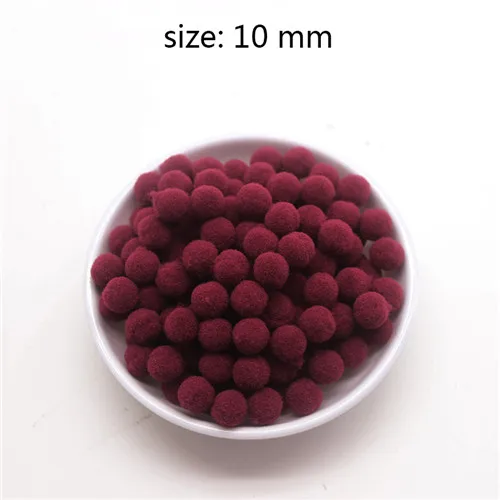 No 27 wine red 1600 шт 10 мм помпоны меховой плюшевый шар для рукоделия DIY ювелирных изделий для дома, свадьбы, украшения одежды, праздничные принадлежности для мероприятий - Цвет: No 27 wine red