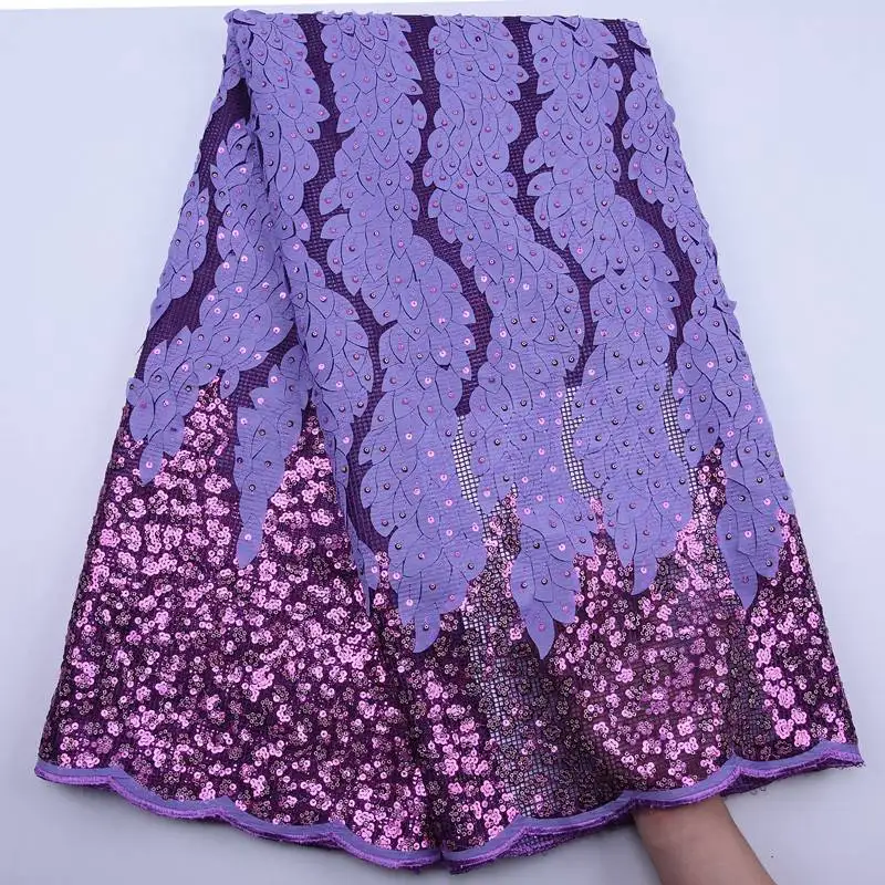 

Pink Purple Lilac 3D African Tulle Lace Fabric Embroidery French Mesh Laces Fabrics With Sequins For Wedding Party Dresses S1798