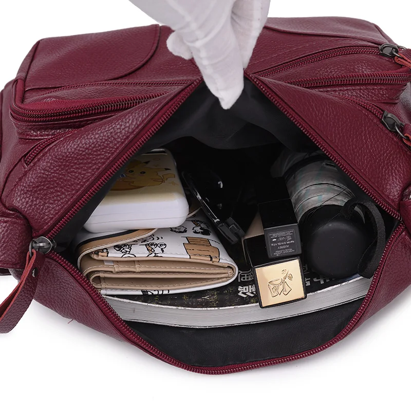 

Commuter Type Quality Soft Leather Female Shoulder Bag Lightweight Solid Color Messenger Bag Simple Black Handbags for Women Sac