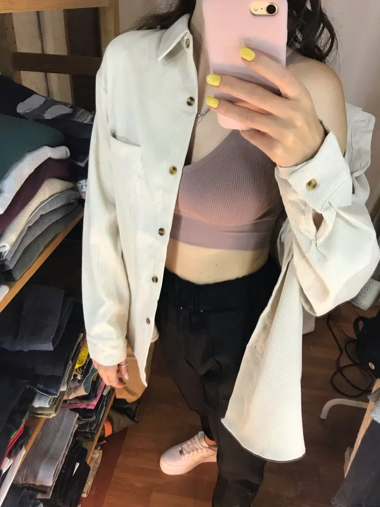 Блузка женская Вельветовая на пуговицах белая 2021 | Женская одежда