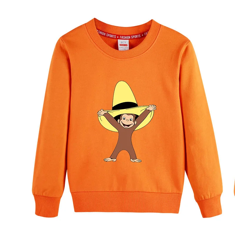 

Children's Hoodies Kids Curious George Funny Monkey Cartoon Baby Cotton Pullover Tops Girls Boys Autumn Clothes