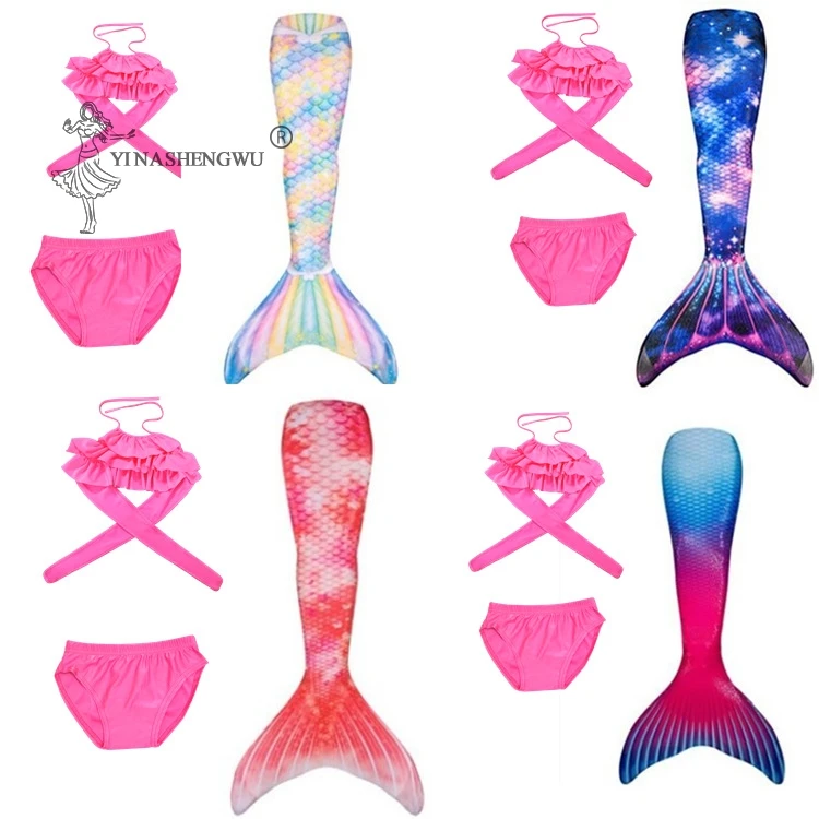 Купальник для косплея девочек с хвостом русалки Пляжное бикини моноластами