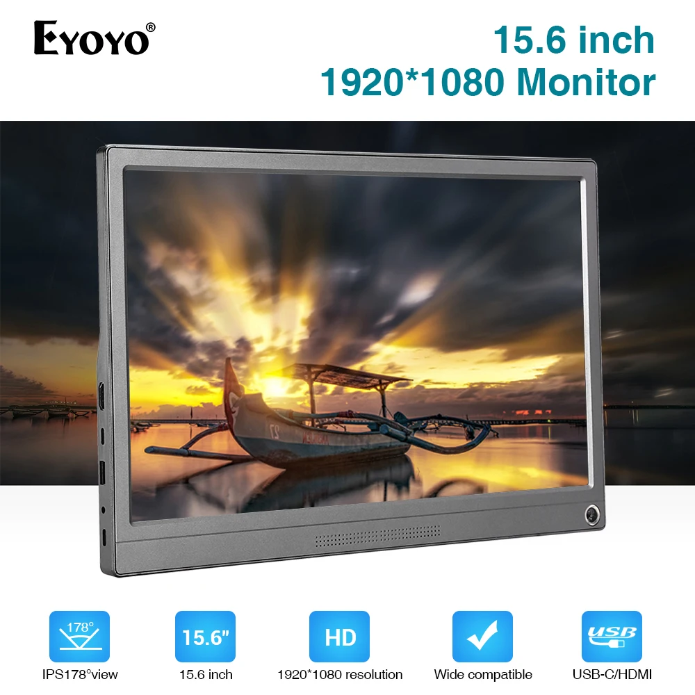 Eyoyo EM15U портативный 15 6 '񟞨p ips lcd FHD HDMI USB Type C игровой монитор для ПК ноутбука