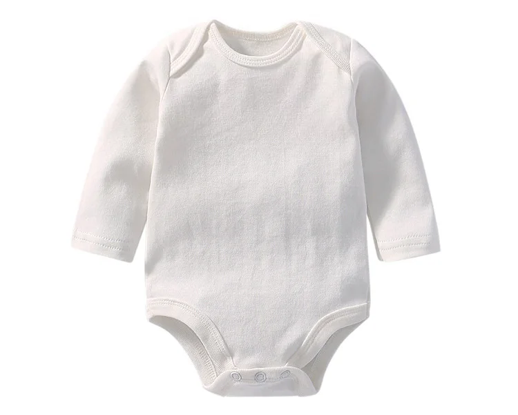 Хлопковая одежда для новорожденных Детский однотонный белый комбинезон