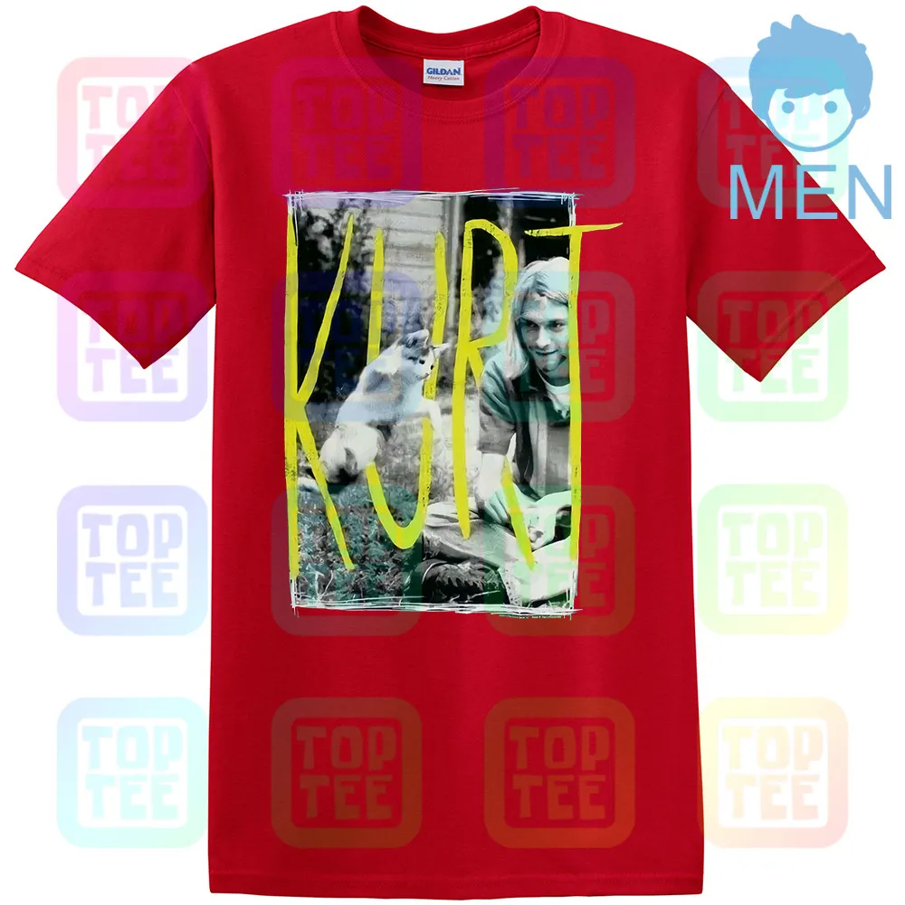 MEN-RED Kurt Cobain& Kitten Cat 90s Icon Nirvana черная футболка Новинка! Панк гранж(3D5 - Цвет: MEN-RED