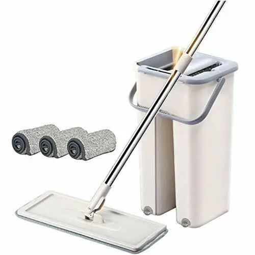 

Набор для плоской швабры-гибкая плоская швабра с 3 многоразовыми пакетами из микрофибры...