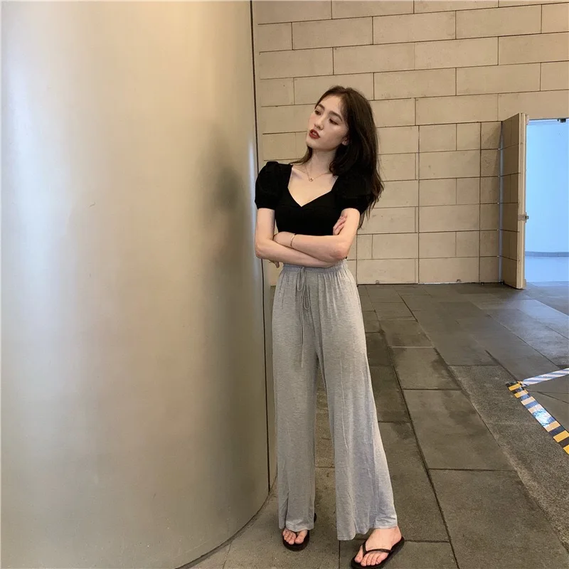 Женская облегающая футболка с коротким рукавом однотонная красная в Корейском