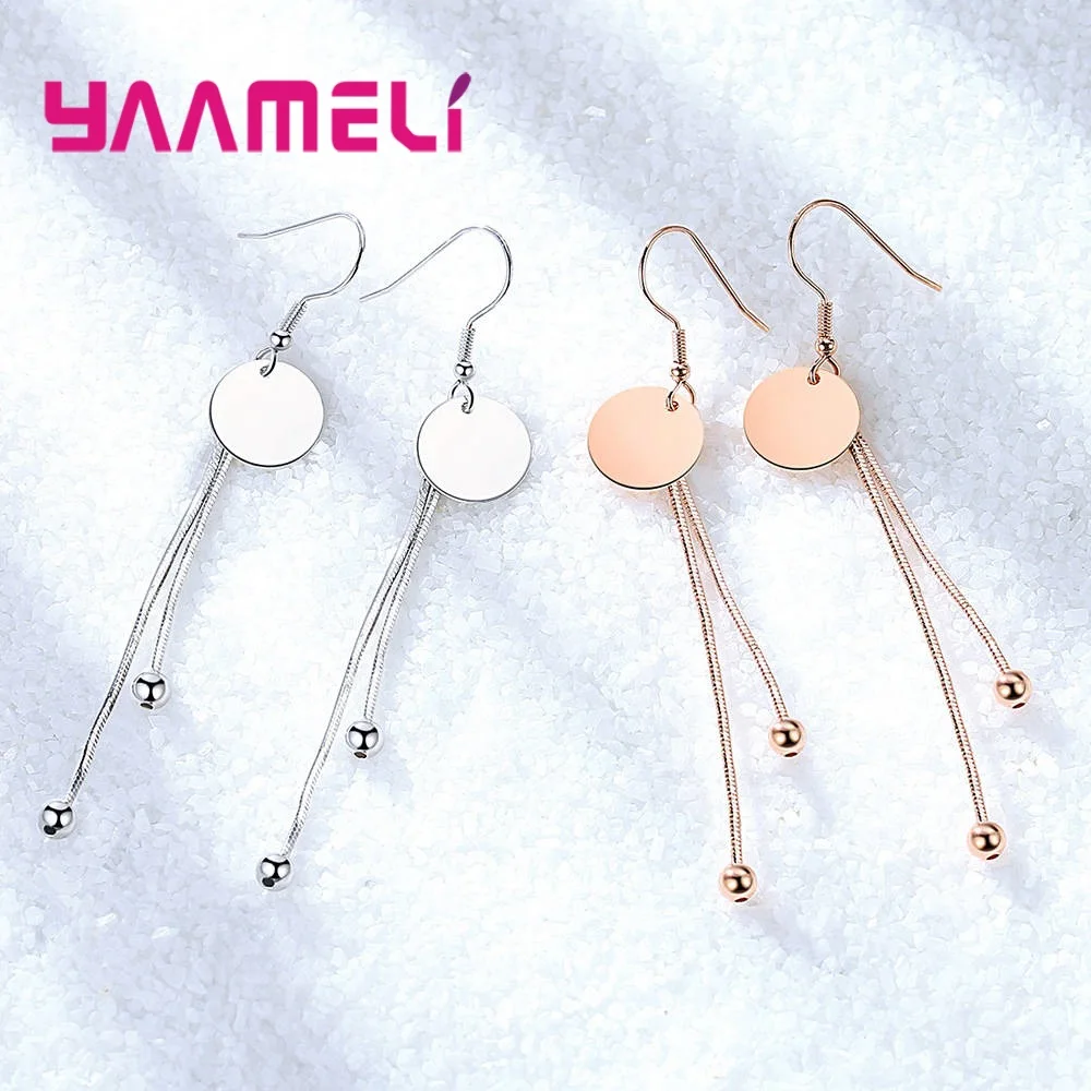 Женские серьги-подвески из серебра 925 пробы с круглым кулоном | Украшения и