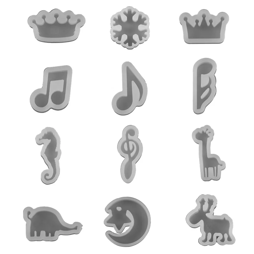 

13 видов стилей музыкальная нота Луна Подвески силиконовые формы Корона со снежинками, животных, эпоксидная смола, форма для поделки своими ...