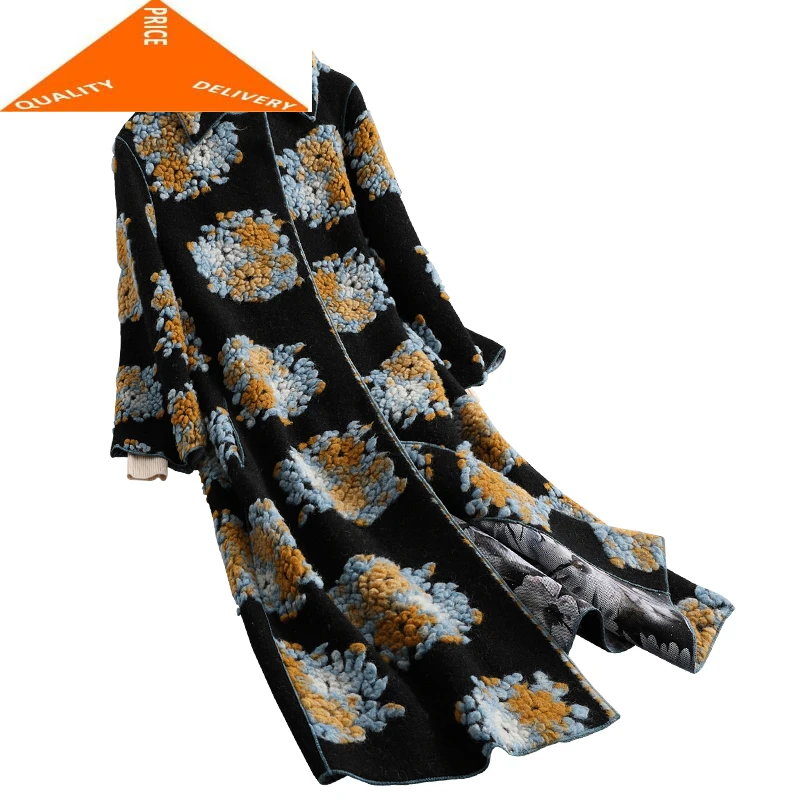 

Coat Real Fur Female Vintage Long Sheep Shearing Jacket Women Clothes 2020 Korean Floral Wool Coats Jackets Tops Hiver 94