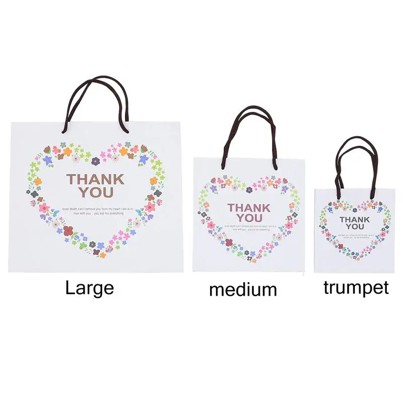 

12pcs Thank You Gift Bags With Handles Festival Paper Carry Bag Wedding Party Birthday Gift Candy Bags (White)