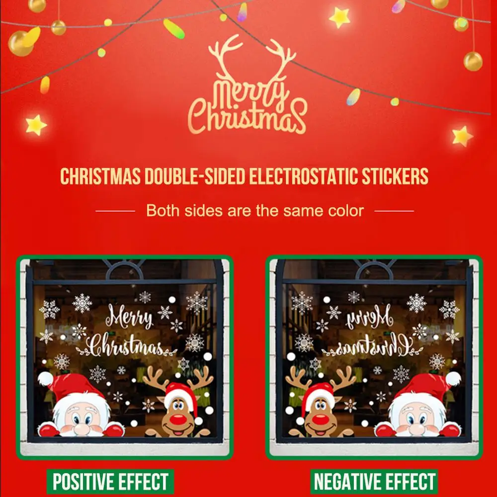 Рождественский Декор для дома рождественские настенные наклейки двусторонние