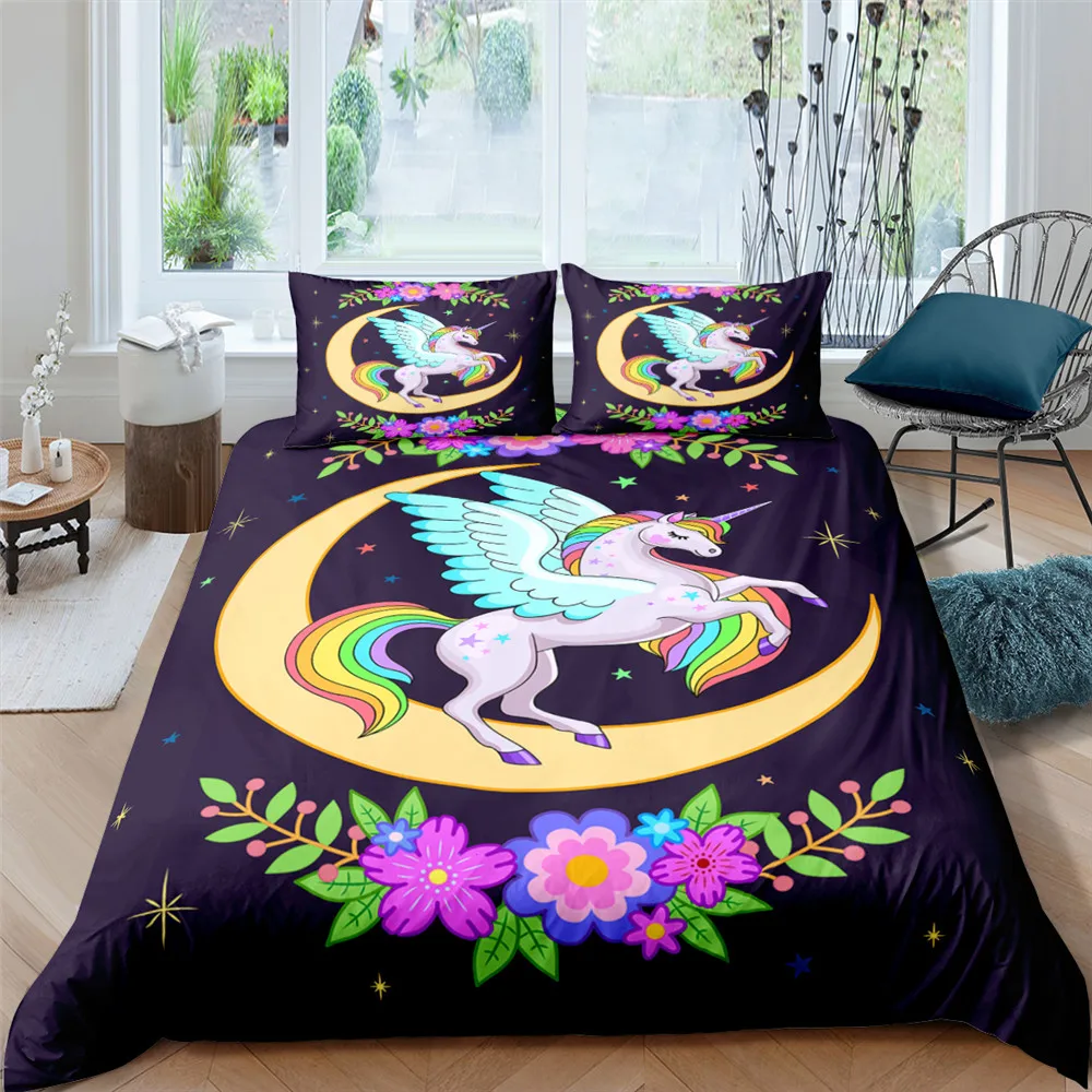 

3D Rainbow Unicorn Bedding Set Duvet Cover Bedding Queen King Size Bedding Comforter Set Home Textiles US/UK/AU Size