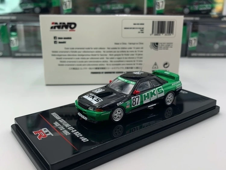 INNO64 1:64 Nissan SKYLINE GT R R32 #87 HKS JTC 1992 гоночный литьем под давлением модель