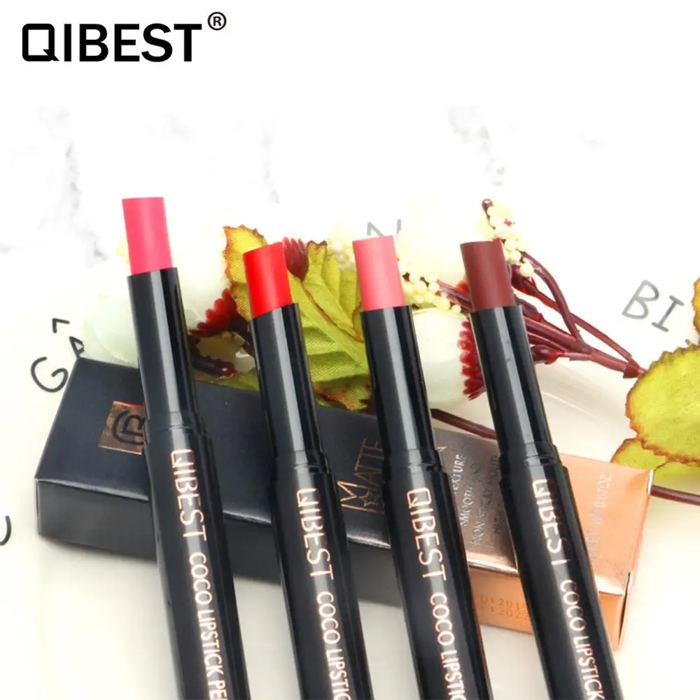 Нюдовая Помада-карандаш водостойкий оттенок для губ красная бархатная матовая