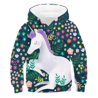 new 2020 unicorn hoodies casual girls clothes autumn flowers hoodies fashion girls cute 3d printed girls pullover cartoon top