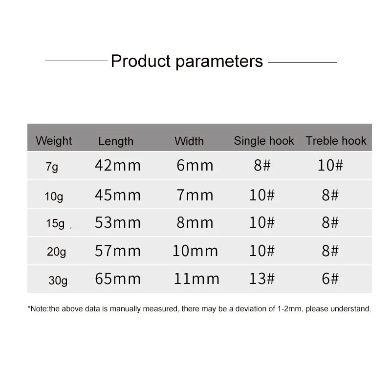 Water Sniper Metal Jig Lure 7g 10g 15g 20g 30g Fishing Jigging Baits With Feature Single &Treble Hook Bass Fishing Accessories