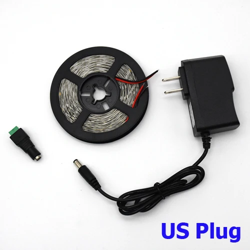 US plug Светодиодная лента 2835SMD DC12V гибкий светодиодный светящаяся лента 5 м 300 светодиодный водонепроницаемый Скотч для ТВ фоновое зеркало двери стены лестницы - Испускаемый цвет: US plug