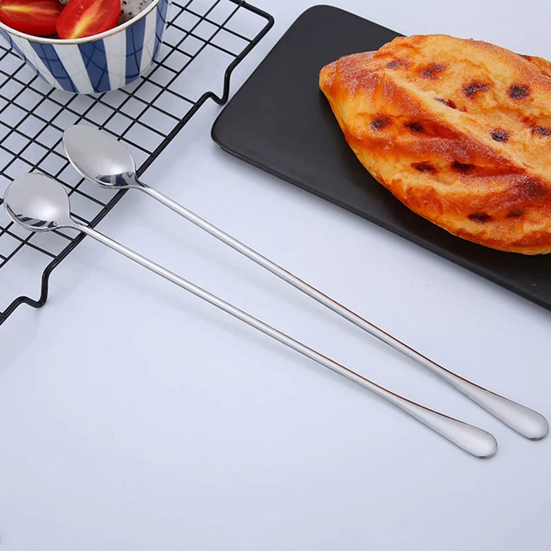 1 шт. длинной ручкой для смешивания из нержавеющей стали ложка мороженого