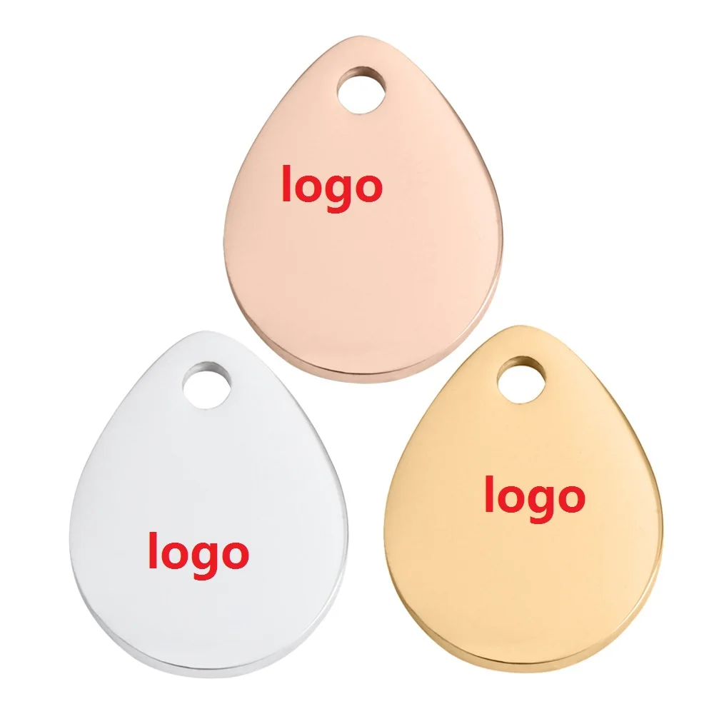 

50pcs 14*11mm Mirror Blank Water Drop Charm Stainless Steel pendant for Necklace/bracelet DIY Customized Carve or Laser Logo