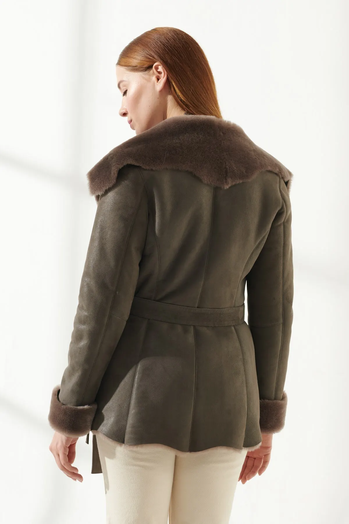 Women's Sports Gray Furry Leather Coat Winterwear Thick Montlar Keeps Warm Soft Genuine Sheepskin Turkiyede Produced New Street Fashion enlarge