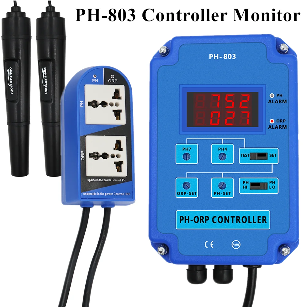 PH 803 Digital 2 & 1 ORP Redox контроллер с реле выходной мощности монитор для Φ Plant Pool Spa BNC 110V