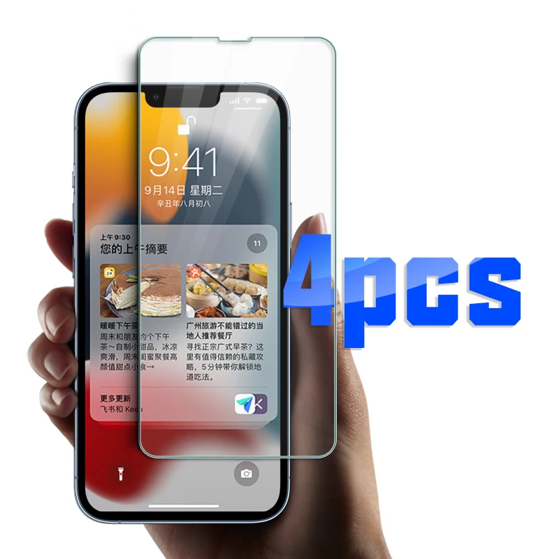 

4 peças de vidro protetor no para iphone 13 pro max protetor Tempered Glass For iPhone 13 pro ipone 13 mini Screen Protector
