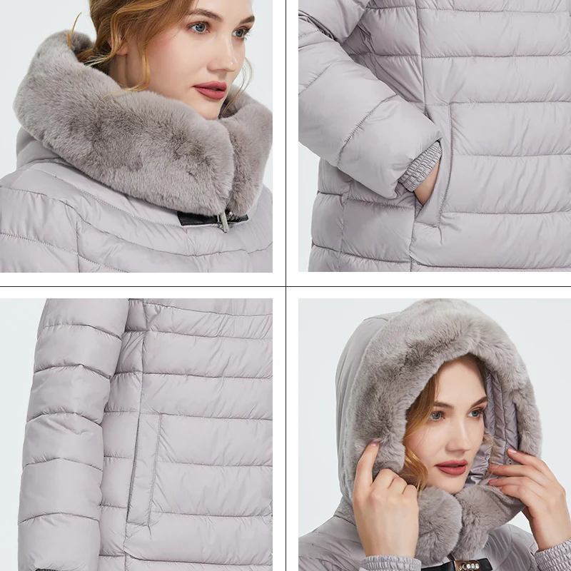 Astrid 2019 Зима новое поступление пуховик женский с меховым воротником свободная