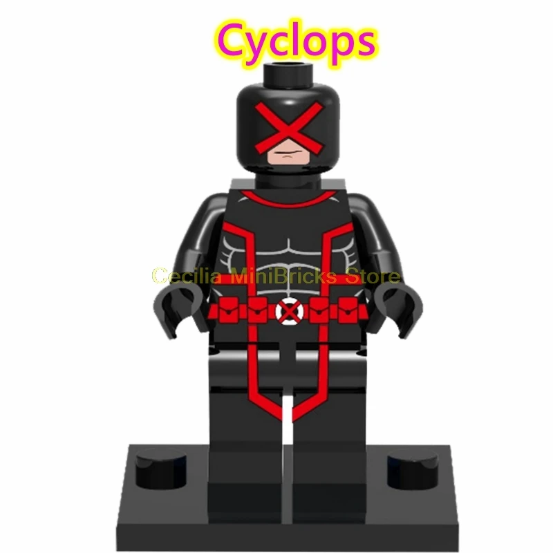 Cyclops X-men Марвел Росомаха Жан Грей проф X Магнето Apocalypse Rogue Thanos строительные блоки игрушки для детей - Цвет: Cyclops