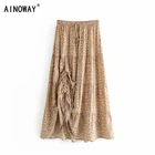 Винтажная шикарная модная женская пляжная юбка в стиле хиппи с леопардовым принтом, дизайнерская юбка с складками, эластичная трапециевидная юбка в стиле бохо, Женская Макси-юбка