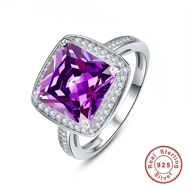 

Аметист бренд ювелирные изделия дамы 925 стерлингового серебра Квадратные Кольца Высокое качество обручальное кольцо Размер 6-9 ювелирные из...