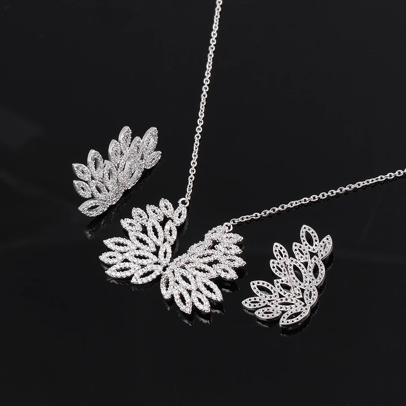 Очень девушка Крыло ангела перо ожерелье кубический циркон проложить для женщин