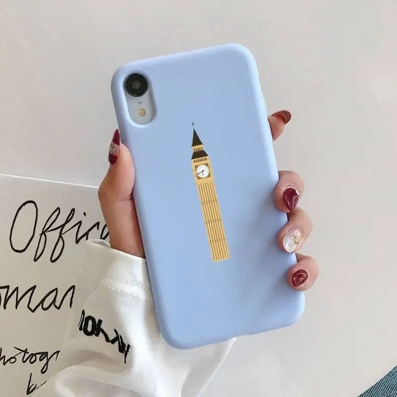 

London big ben Bus Phone Case for iphone 11 Pro Max X XS Max XR Candy Color Soft Cover For iPhone 7 8 6 6S Plus Funda Cases