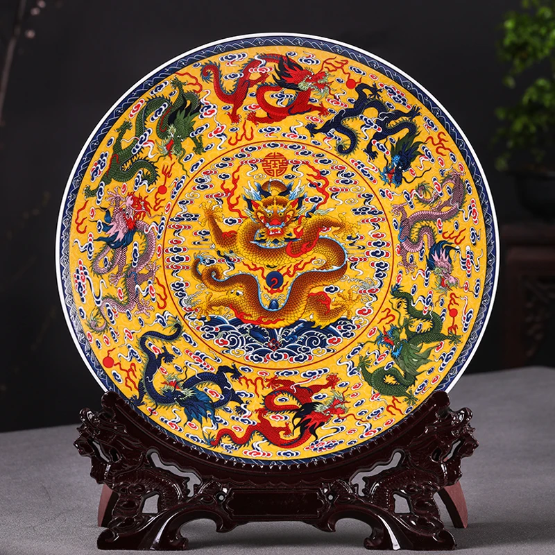 Фарфоровая декоративная керамическая тарелка Fengshui Древние китайские