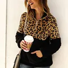 Женская флисовая толстовка с воротником-хомутом, с леопардовым принтом