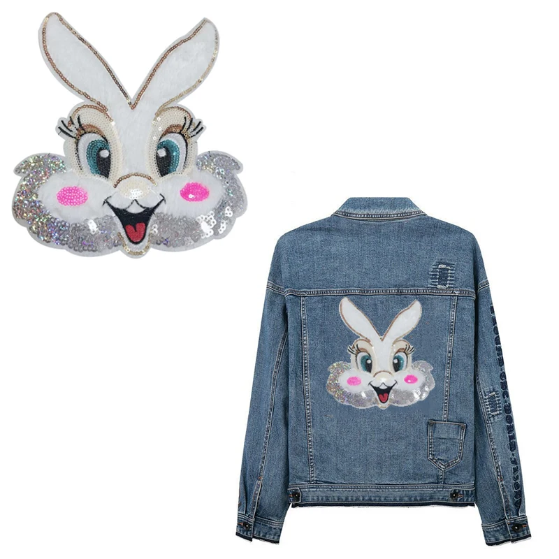 Пасхальный кролик блёстки нашивки значки железо на патчи для одежды детей
