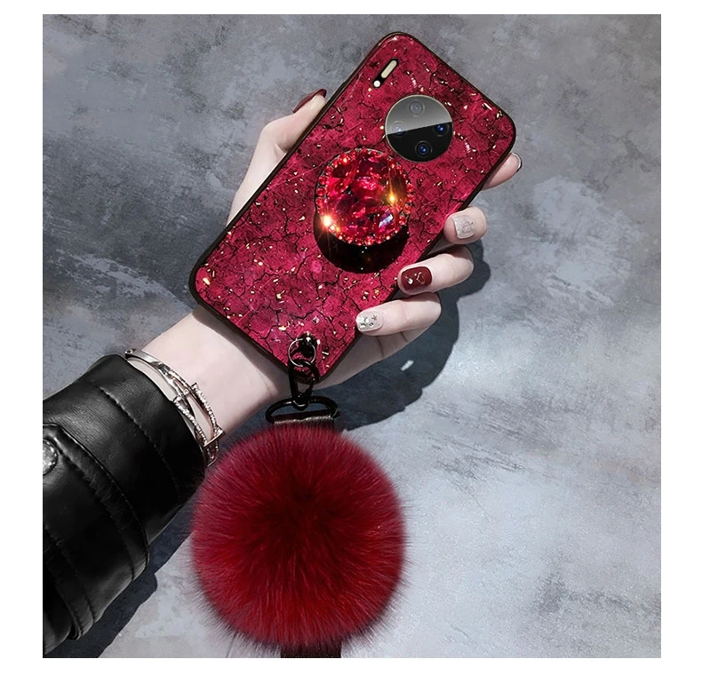 Red Для huawei P30 Pro Lite Nova 6 6SE 5 5i 5T 4e P20 3e 4 3 3i Honor 10 8X макс. 20 V20 Коврики 30 Чехол Крышка с блестками юбка-баллон из плюша в виде ракушки - Цвет: Red