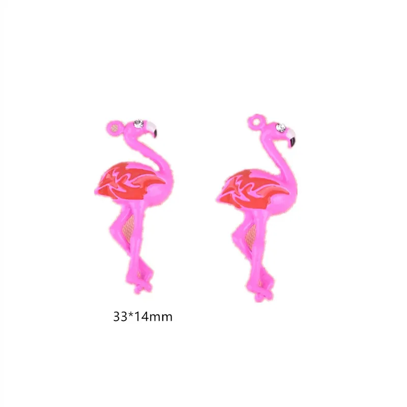 

10pcs/pack 3D Hot Pink Flamigo Enamel Metal Charms Earring Bracelet DIY Jewelry Making