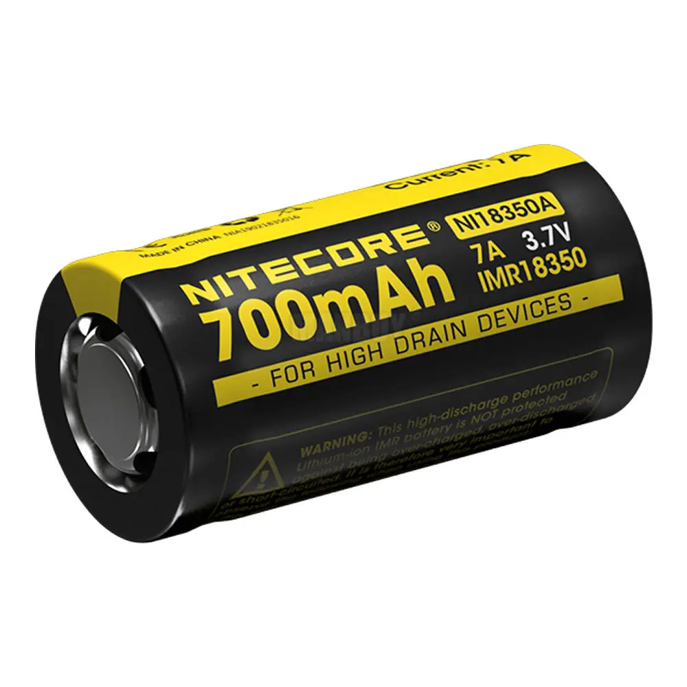 Новый перезаряжаемый литий ионный аккумулятор NITECORE IMR18350 7A 700 мАч 3 7 в 16340 Вт ч RCR123A