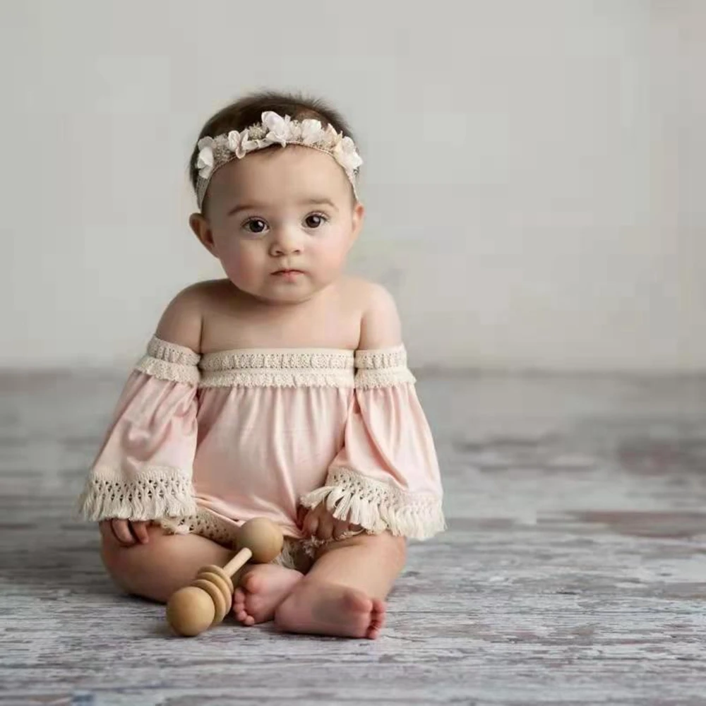 1Year Old Baby Clothes Girls Birthday Dress Newborn Photography Props Strapless Flower Lace Skirt Infant Shoot Photo Accessories